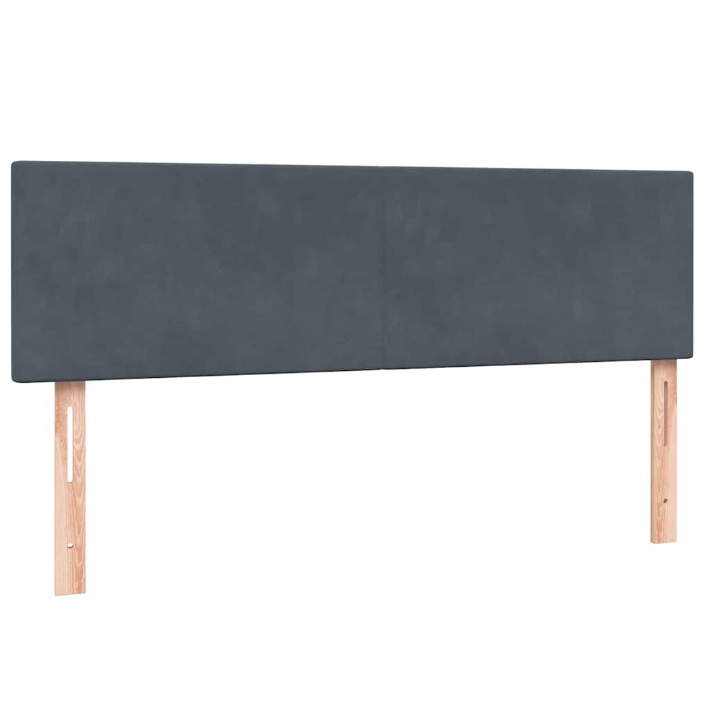kontinentalseng med madras og LED-lys 160x210 cm fløjl mørkegrå