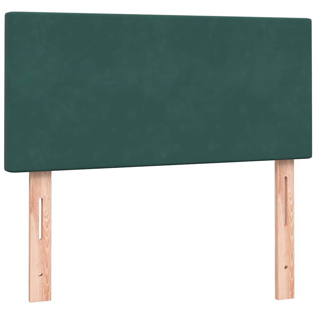 kontinentalseng med madras og LED-lys mørkegrøn 80x220 cm fløjl