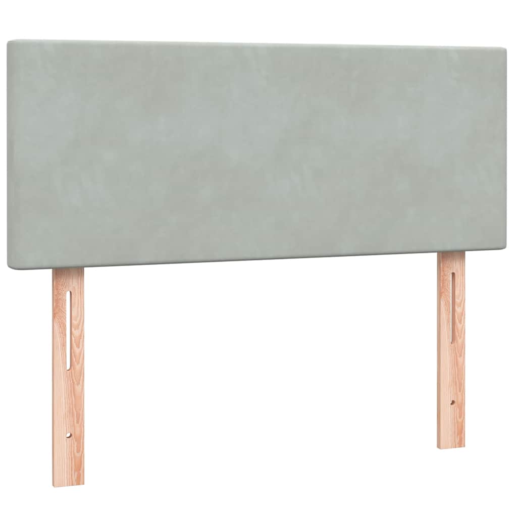 kontinentalseng med madras og LED-lys 120x220 cm fløjl lysegrå