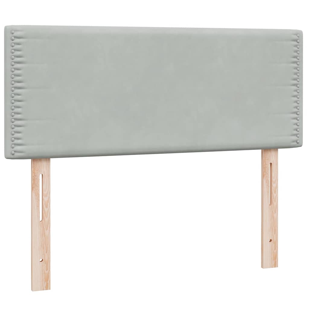 kontinentalseng med madras og LED-lys 120x210 cm fløjl lysegrå