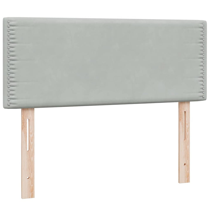 kontinentalseng med madras og LED-lys 120x210 cm fløjl lysegrå