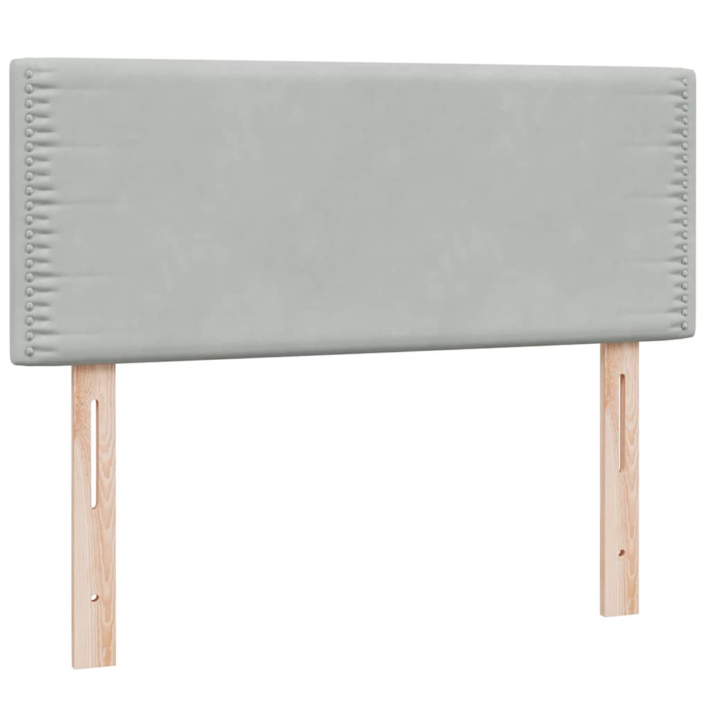 kontinentalseng med madras og LED-lys 120x220 cm fløjl lysegrå