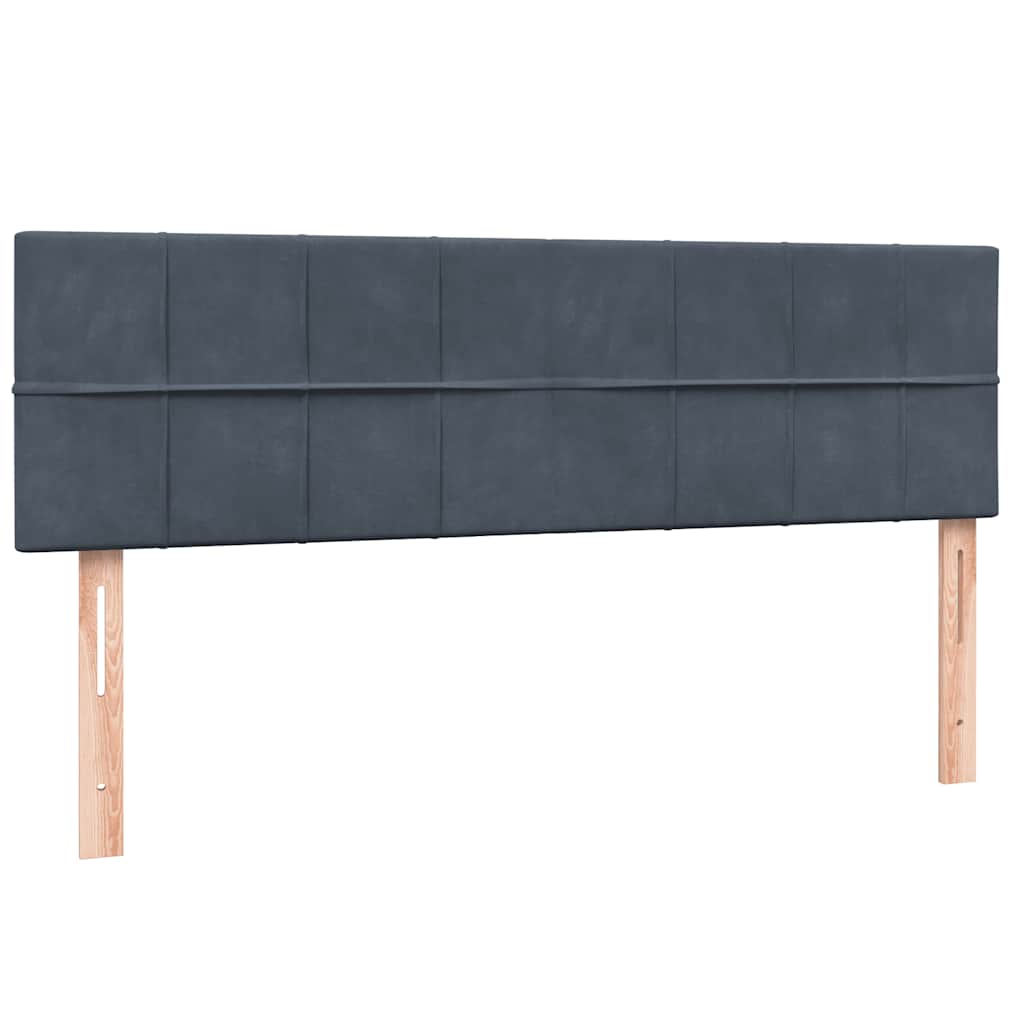 kontinentalseng med madras og LED-lys 160x210 cm fløjl mørkegrå