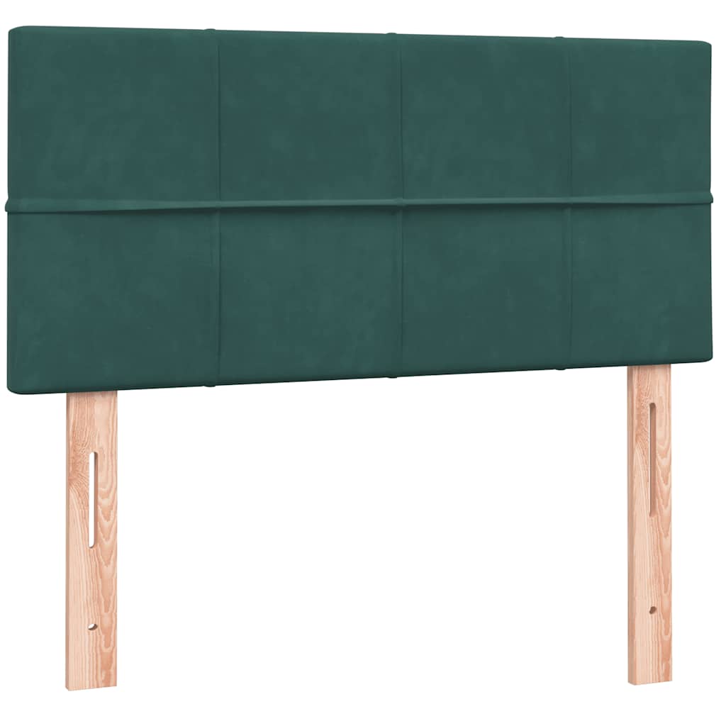kontinentalseng med madras og LED-lys mørkegrøn 80x220 cm fløjl