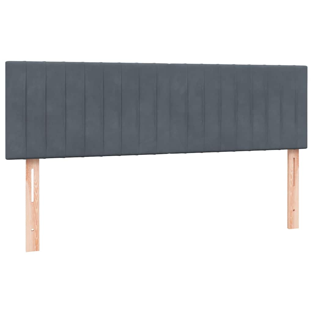 kontinentalseng med madras og LED-lys 160x210 cm fløjl mørkegrå