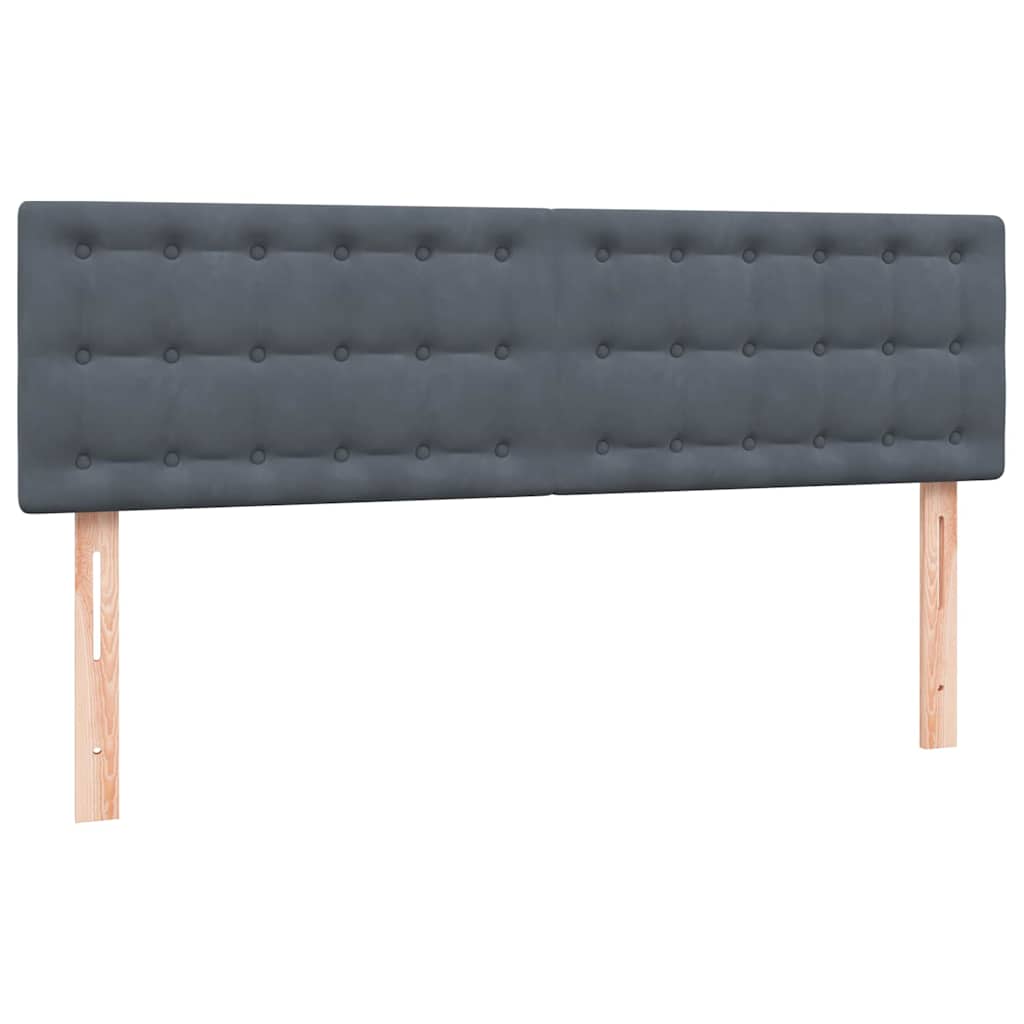 kontinentalseng med madras og LED-lys 160x210 cm fløjl mørkegrå