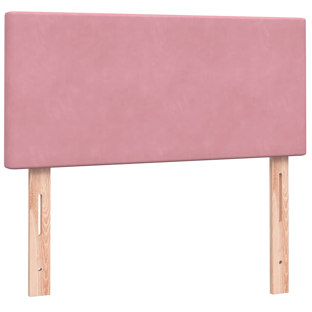 kontinentalseng med madras lyserød 90x210 cm fløjl