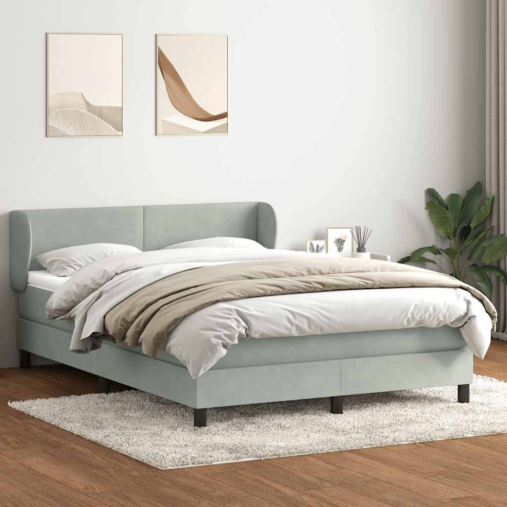 kontinentalseng med madras 160x210 cm fløjl lysegrå