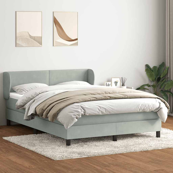kontinentalseng med madras 160x210 cm fløjl lysegrå