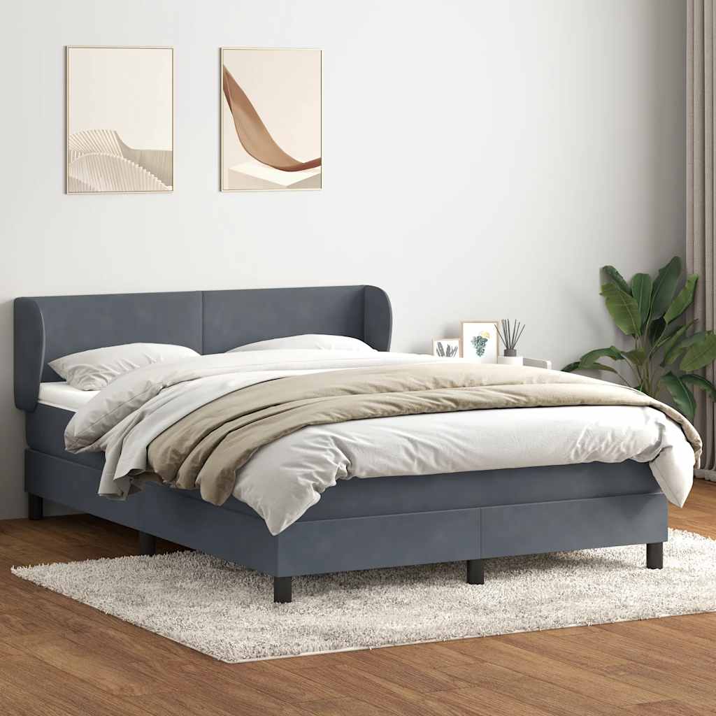 kontinentalseng med madras 160x210 cm fløjl mørkegrå