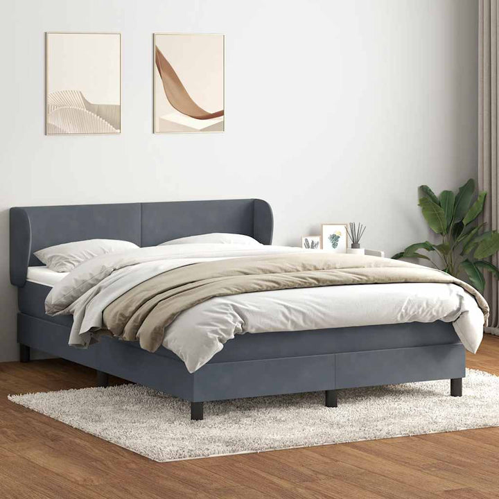 kontinentalseng med madras 160x210 cm fløjl mørkegrå