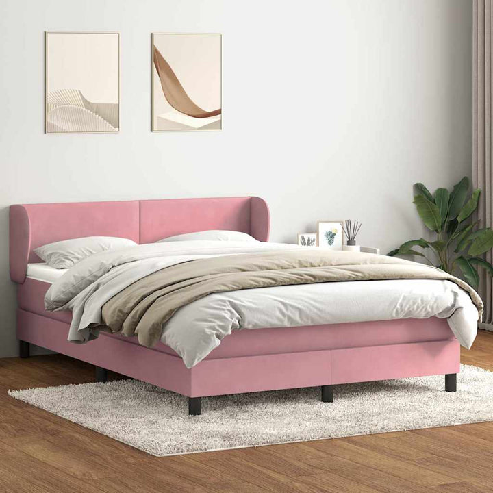 kontinentalseng med madras 160x210 cm fløjl lyserød