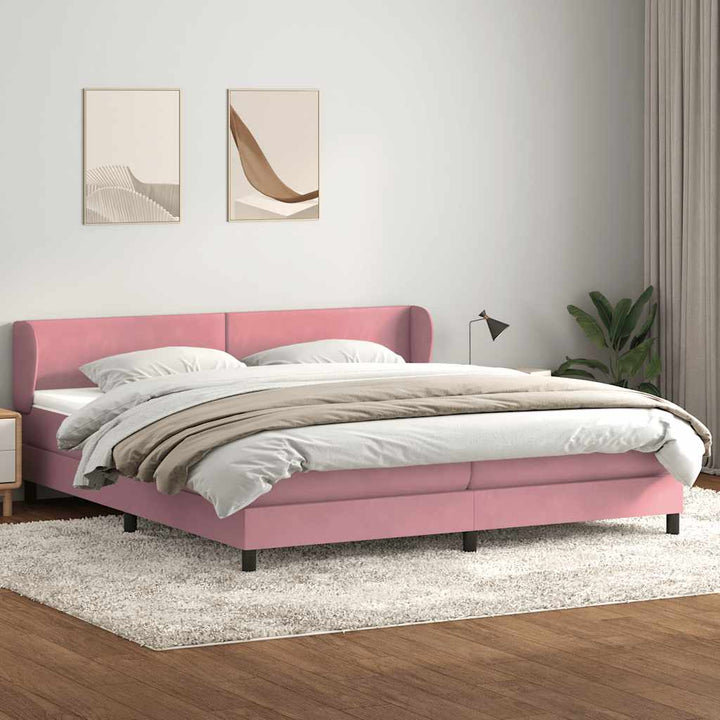 kontinentalseng med madrasser 180x210 cm fløjl lyserød