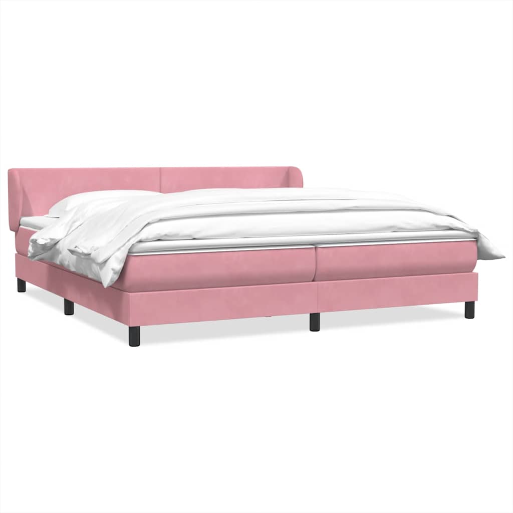 kontinentalseng med madrasser 180x210 cm fløjl lyserød