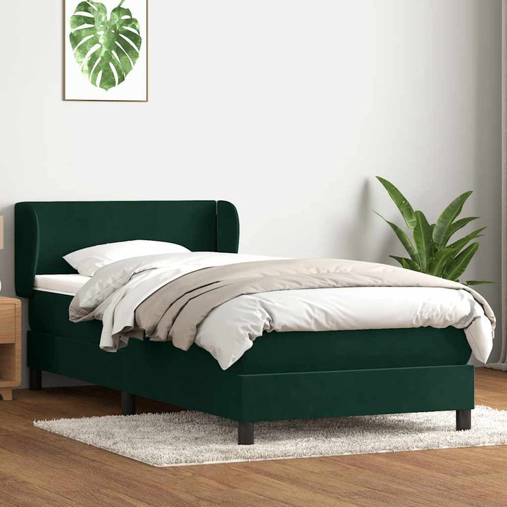 kontinentalseng med madras mørkegrøn 80x220 cm fløjl