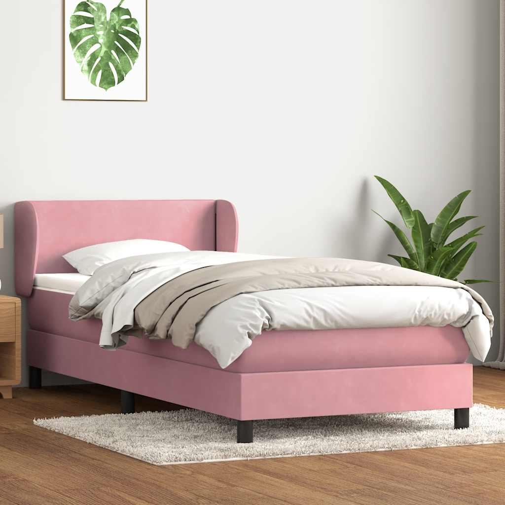 kontinentalseng med madras lyserød 80x220 cm fløjl