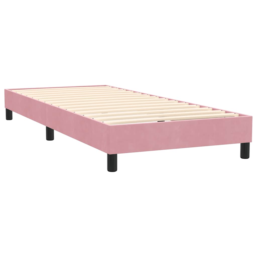 kontinentalseng med madras lyserød 90x220 cm fløjl