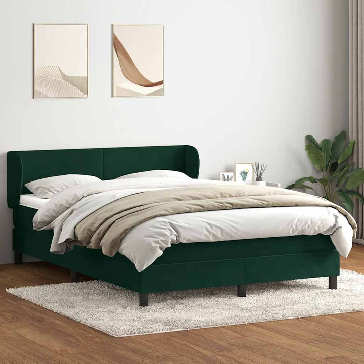 kontinentalseng med madras 160x220 cm fløjl mørkegrøn