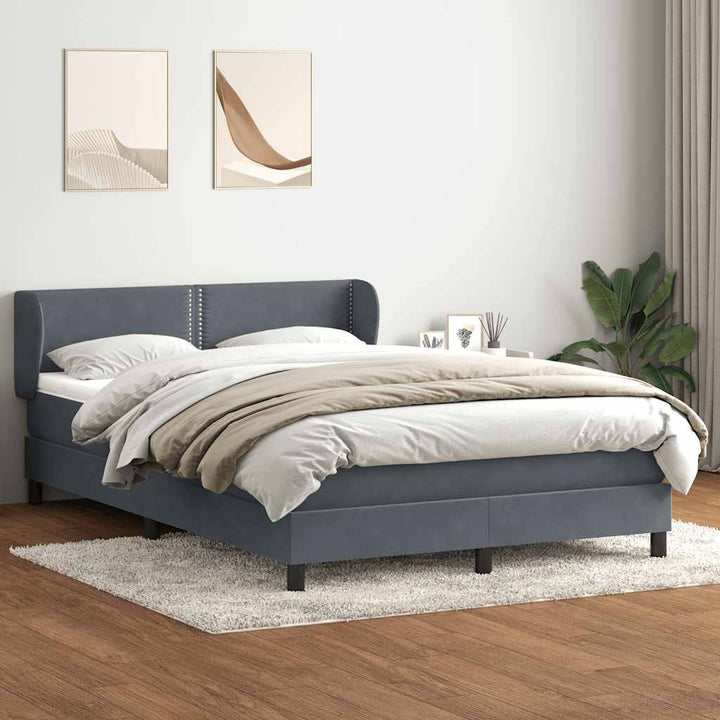 kontinentalseng med madras 160x210 cm fløjl mørkegrå