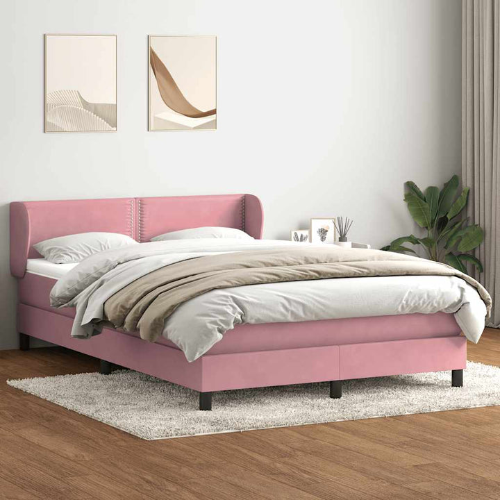 kontinentalseng med madras 160x210 cm fløjl lyserød