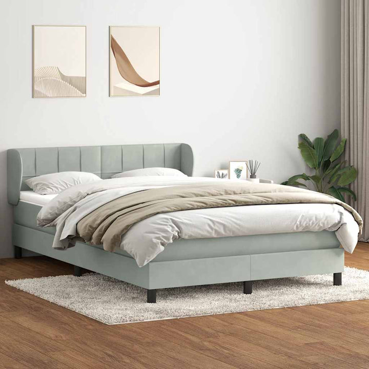 kontinentalseng med madras 160x210 cm fløjl lysegrå