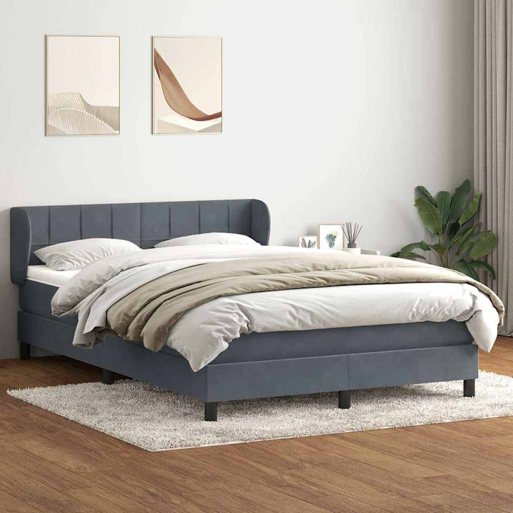 kontinentalseng med madras 160x210 cm fløjl mørkegrå