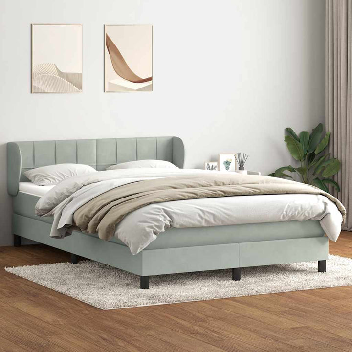 kontinentalseng med madras 160x220 cm fløjl lysegrå