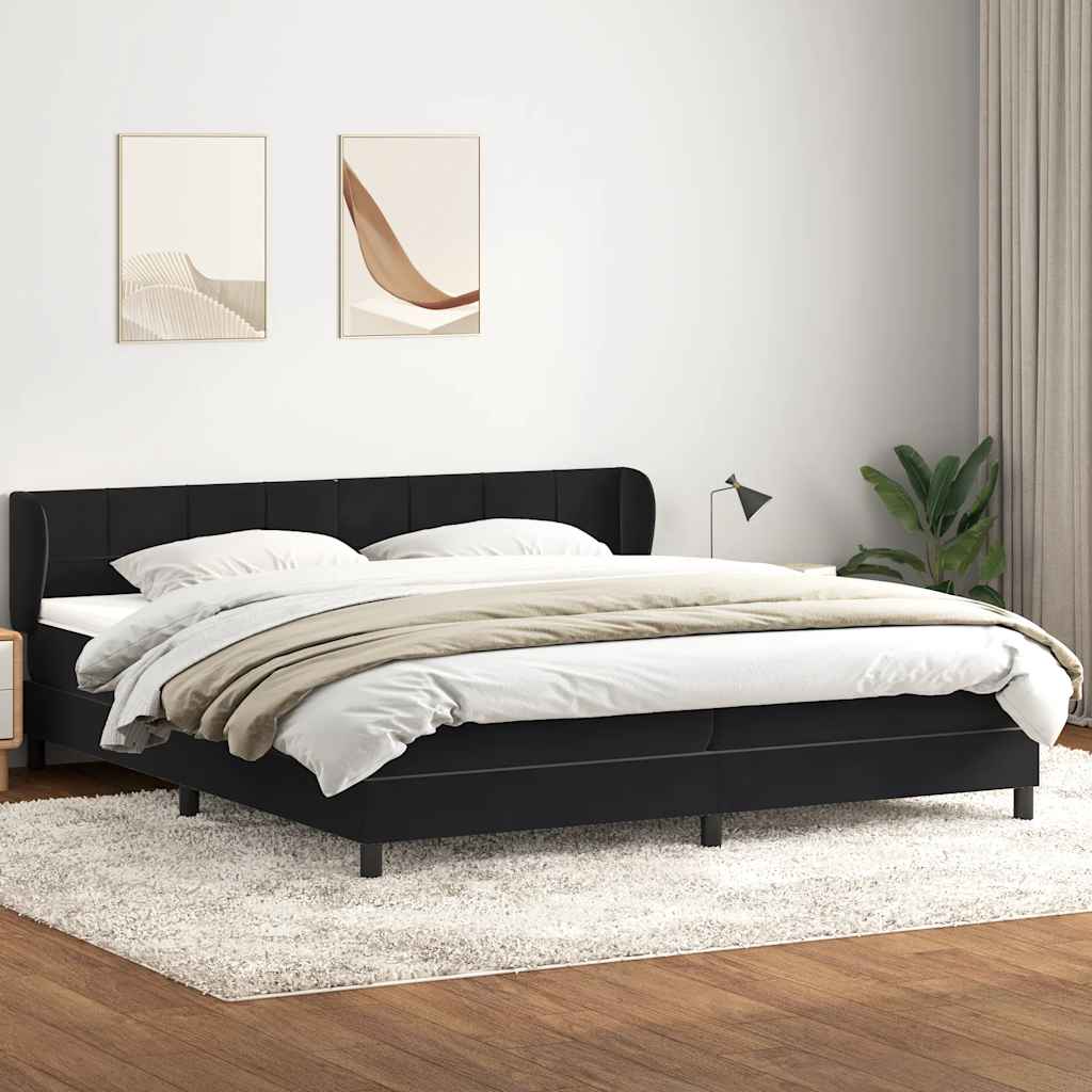 kontinentalseng med madrasser 200x220 cm fløjl sort