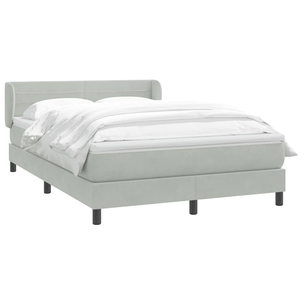 kontinentalseng med madras 160x210 cm fløjl lysegrå