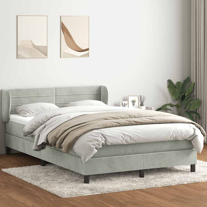 kontinentalseng med madras 160x210 cm fløjl lysegrå