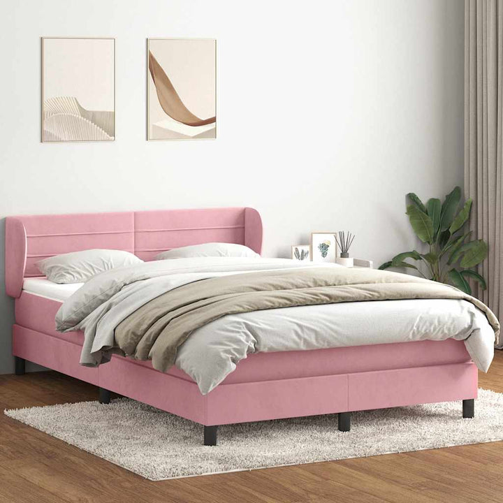 kontinentalseng med madras 160x210 cm fløjl lyserød