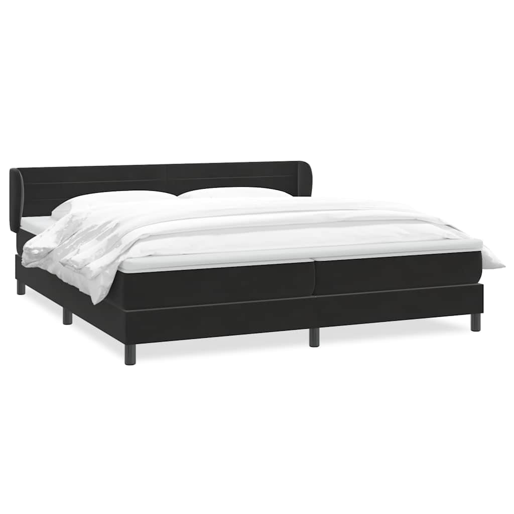 kontinentalseng med madrasser 200x220 cm fløjl sort