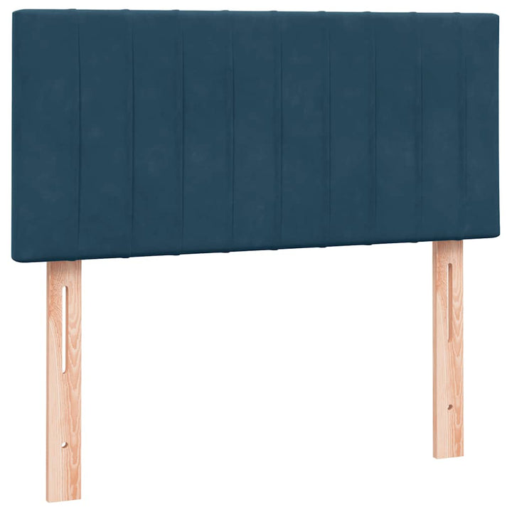 kontinentalseng med madras mørkeblå 80x210 cm fløjl