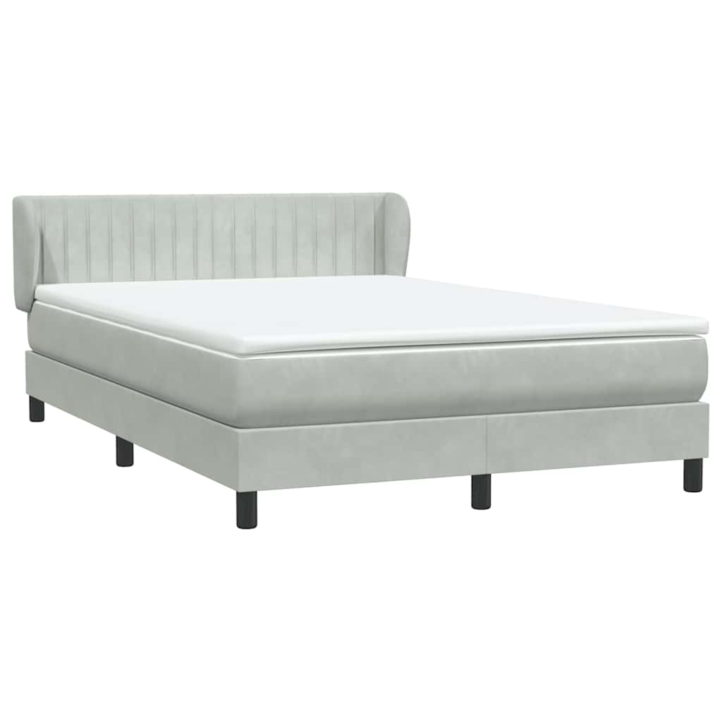 kontinentalseng med madras 160x210 cm fløjl lysegrå