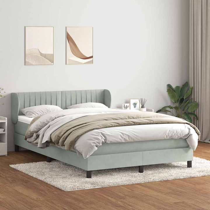 kontinentalseng med madras 160x210 cm fløjl lysegrå