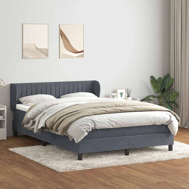 kontinentalseng med madras 160x210 cm fløjl mørkegrå