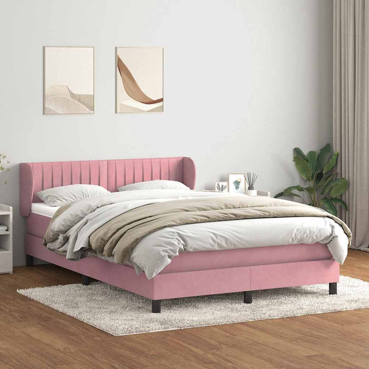 kontinentalseng med madras 160x210 cm fløjl lyserød