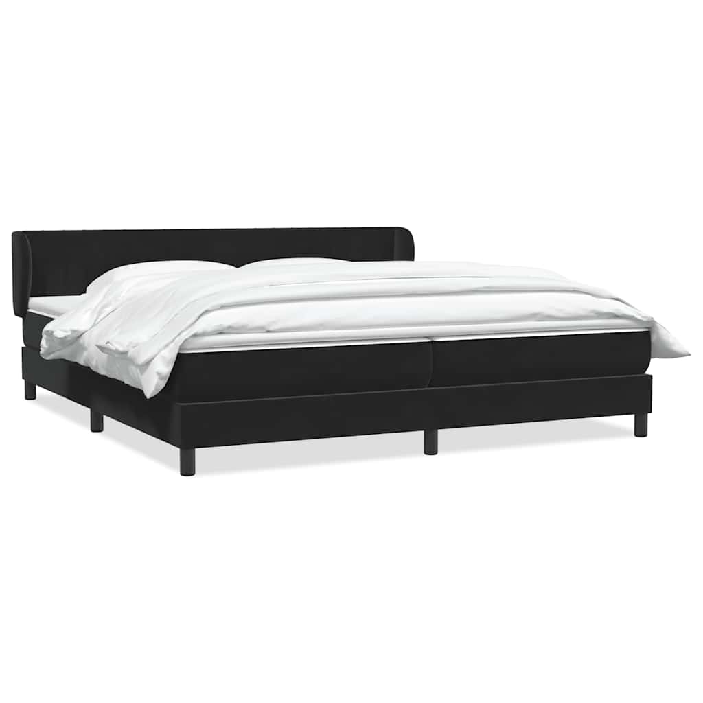 kontinentalseng med madrasser 200x220 cm fløjl sort