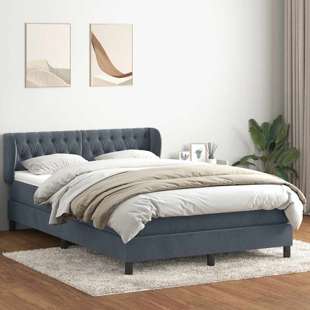 kontinentalseng med madras 160x210 cm fløjl mørkegrå