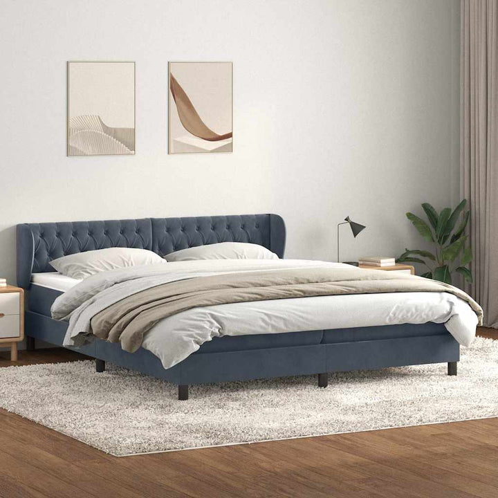 kontinentalseng med madrasser 180x210 cm fløjl mørkegrå