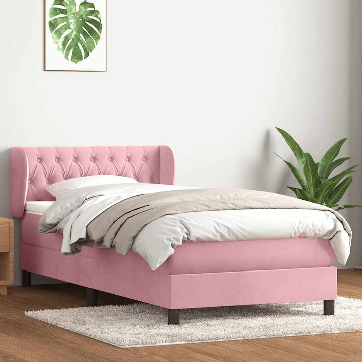 kontinentalseng med madras lyserød 80x220 cm fløjl