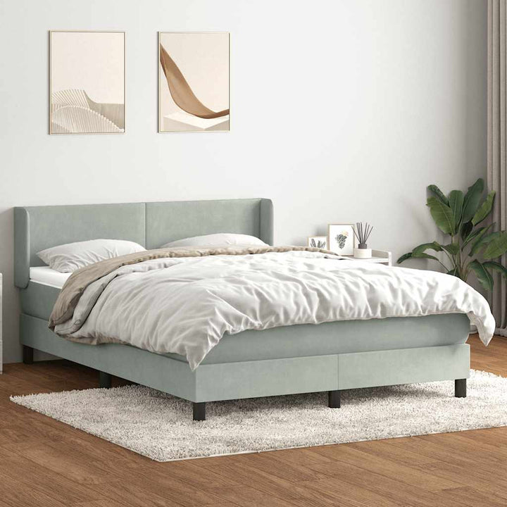 kontinentalseng med madras 160x210 cm fløjl lysegrå