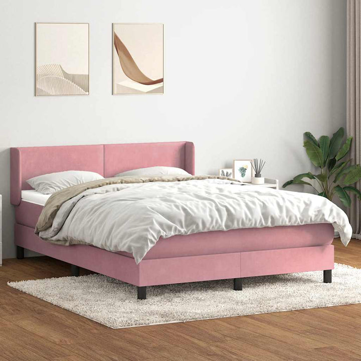 kontinentalseng med madras 160x210 cm fløjl lyserød
