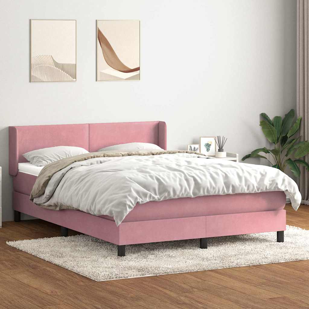 kontinentalseng med madras 140x220 cm fløjl lyserød