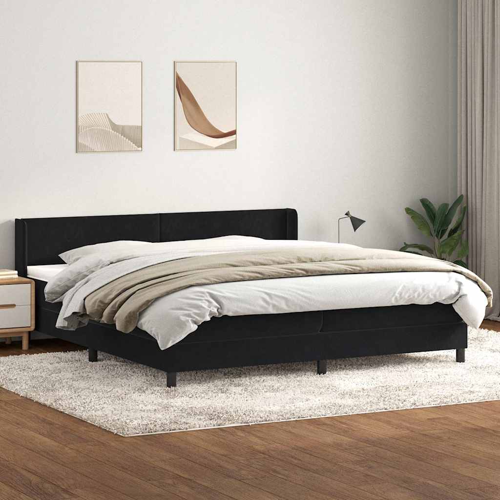 kontinentalseng med madras 200x220 cm fløjl sort
