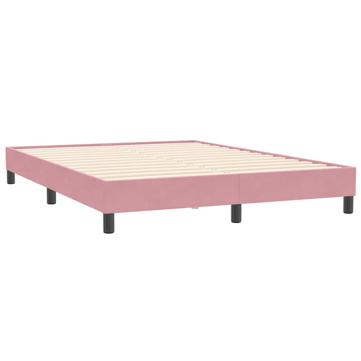 kontinentalseng med madras 160x210 cm fløjl lyserød