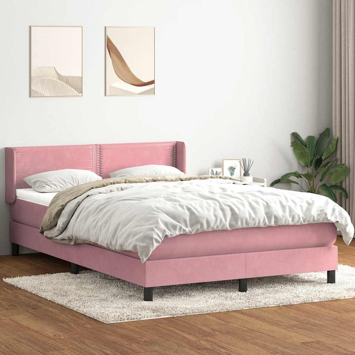 kontinentalseng med madras 160x210 cm fløjl lyserød