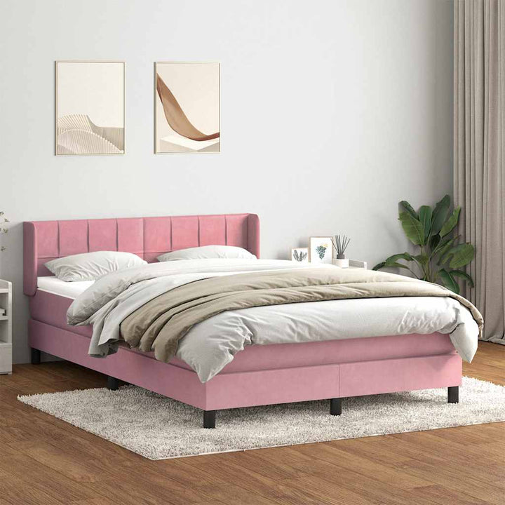 kontinentalseng med madras 160x210 cm fløjl lyserød