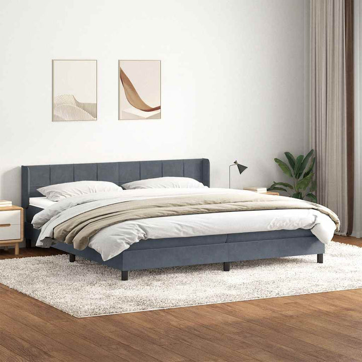kontinentalseng med madras 180x220 cm fløjl mørkegrå