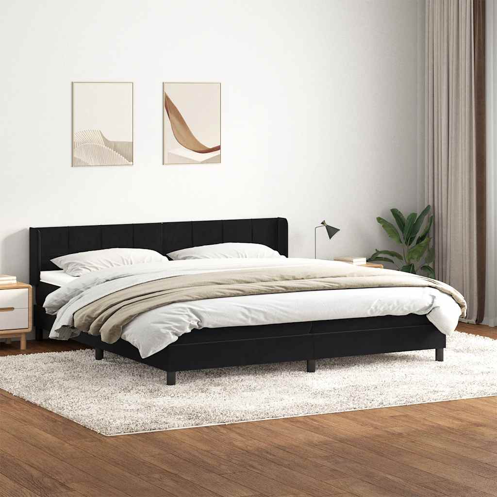 kontinentalseng med madras 200x220 cm fløjl sort
